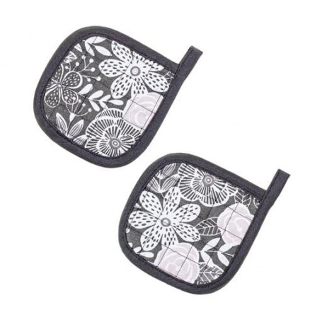 Набор кухонных прихваток Home Line Цветы, графитово-фрезовые, 15*15 см, 2 шт (177488)