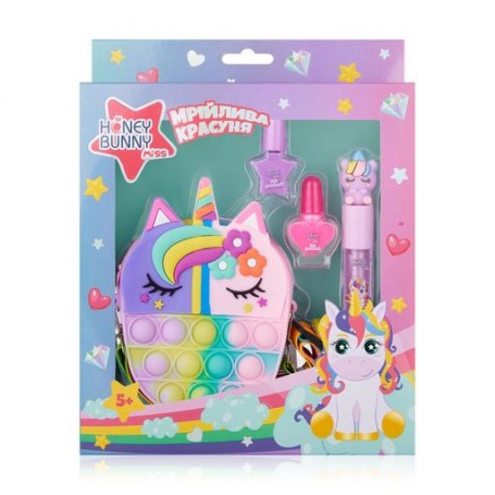 Набор для девочек Honey Bunny Miss Мечтательная красавица (блеск для губ + лак для ногтей, 2 шт + сумочка)