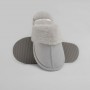 Женские комнатные тапочки Twins HS-LUX замшевые с меховым отворотом, светло-серые, размер 38-39 (25 см)