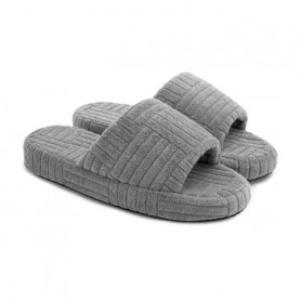 Женские домашние тапочки Twins HS открытые, махровые на платформе, серые, размер 41, (27 см)
