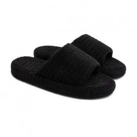 Женские домашние тапочки Twins HS открытые, махровые на платформе, черные, размер 41, (27 см)