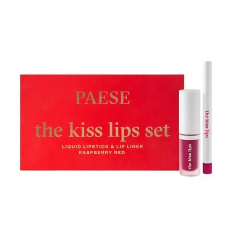 Набор для макияжа губ Paese Kiss Lips 05 Raspberry Red (жидкая помада, 3.4 мл + карандаш, 0.3 г)