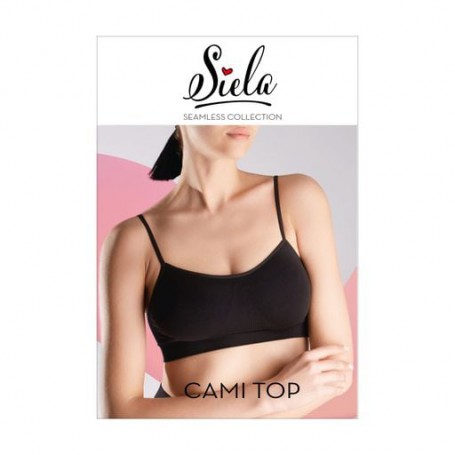 Бесшовный топ женский Siela Cami Top на тонких бретелях, Black, размер L-XL