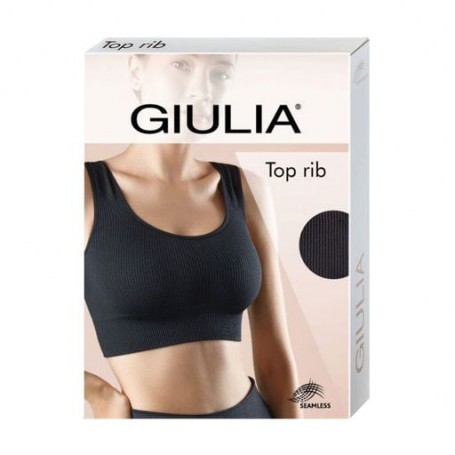 Бесшовный женский топ Giulia Top Rib в рубчик, на широких бретелях, Black, размер S/M