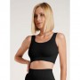 Бесшовный женский топ Giulia Top Rib в рубчик, на широких бретелях, Black, размер S/M