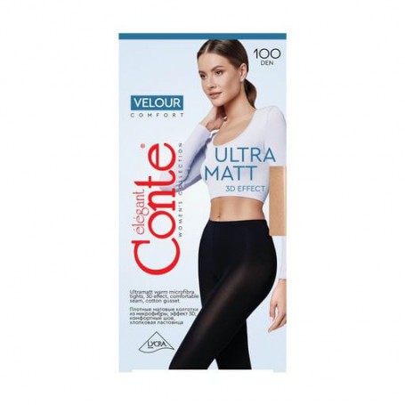 Теплые колготки женские Conte elegant Velour экстраматовые, 100 DEN, Nero, размер 2