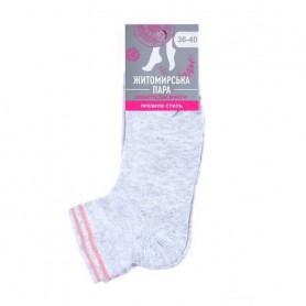 Носки женские Житомирська пара 161, короткие, 07 светло-серые с пудровыми полосками, размер 36-40