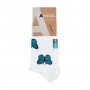 Носки женские AmiGA Голубая бабочка, укороченные, белые, размер 23-25