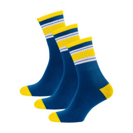 Набор носков женских Siela RT1322-057/1 высокие, спортивные, синие с полосками, размер 39-42, 3 пары