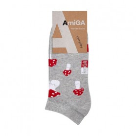 Носки женские AmiGA Мухомор, укороченные, серые, размер 23-25