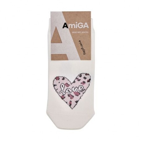Носки женские AmiGA Леопардовое сердце, укороченные, размер 23-25