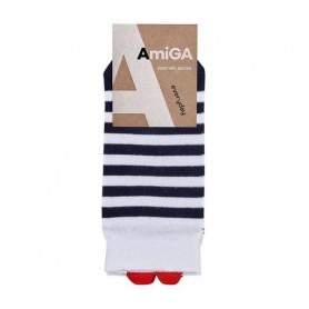 Носки женские AmiGA Синяя полоска, укороченные, размер 23-25