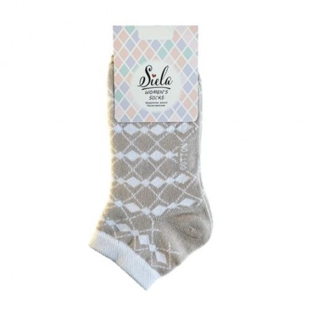 Носки женские Siela RT1312-136 короткие, бежевые с ромбами, размер 39-42