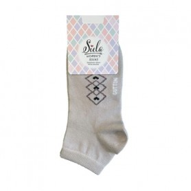 Носки женские Siela RT1312-136 короткие, бежевые с ромбами и сердечками, размер 36-39