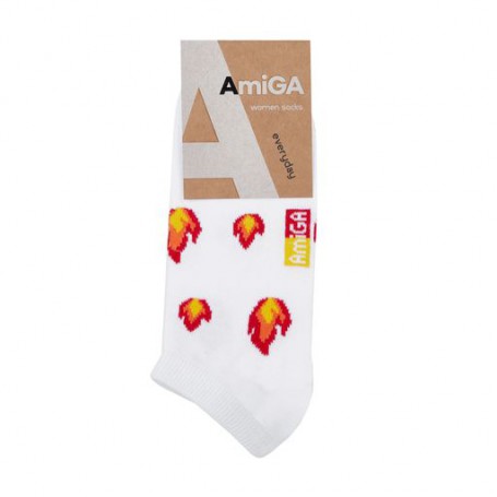 Носки женские AmiGA Огонек, укороченные, белые, размер 23-25