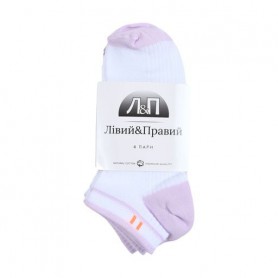 Набор носков женских Лівий&Правий 120, классические, 03 белые/03 бело-сиреневые, размер 36-40, 4 пары