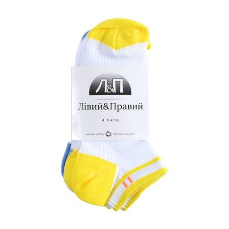 Набор носков женских Лівий&Правий 120, классические, 03 бело-желтые/03 бело-голубые, размер 36-40, 4 пары