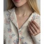 Пижамный комплект женский Twins Веточка, фланель, брюки и кофта, молочный, размер S (14006)