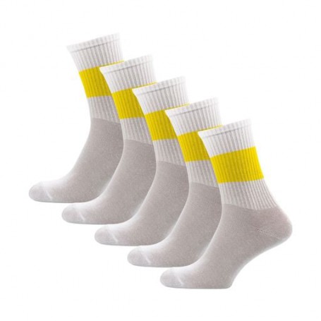 Набор носков женских Siela RT1322-057/2 высокие, спортивные, бело-желтые, размер 39-42, 5 пар