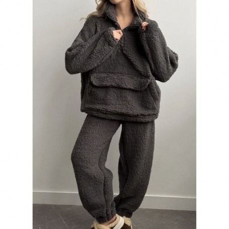 Костюм женский Twins Teddy Soft Штаны и свитшот на молнии, графит, размер one size (13895)