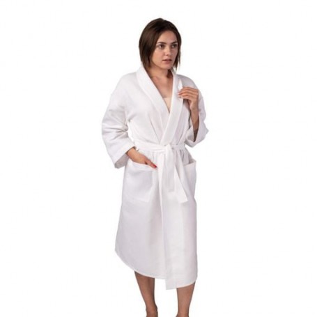 Вафельний халат Luxyart Кімоно L Білий (LS-0402) (983250)