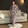 Халат женский плюшевый капучино с котиками 54-56 р H40 Ananasko (1019011)