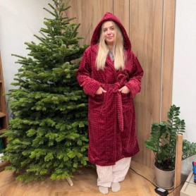 Халат женский плюшевый бордовый 54-56 р H47 Ananasko (1037401)
