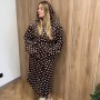 Халат женский плюшевый коричневый в горошек 48-52 р H37 Ananasko (1016459)