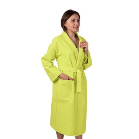 Вафельний халат Luxyart Кімоно XL Лайм (LS-8797) (1092470)