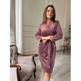 Велюровый халат для женщин с запахом Пудровый XL (F3106-3) (1028307)