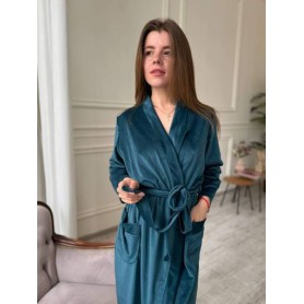 Велюровый халат для женщин с запахом Бирюзовый M (F3104-3) (1028293)