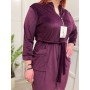 Велюровый халат батал женский 50 XL фиолетовый (П4К-batal-velur-005) (1000521)