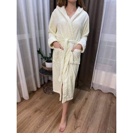 Халат женский велюровый S Молочный (П4К-post-halat-003) (1009468)