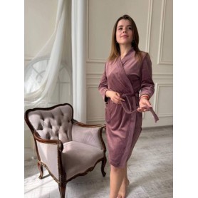 Велюровый халат для женщин с запахом Пудровый L (F3106-3) (1028304)