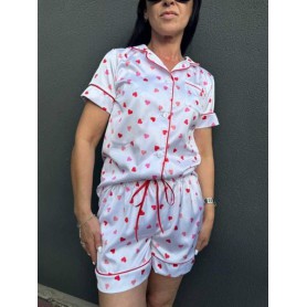 Пижама шорты и рубашка женская сатин Белый M (1037165)