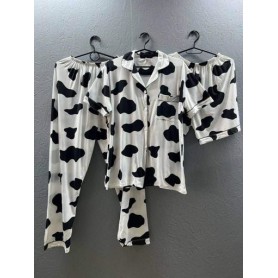 Пижама (рубашка + шорты + штаны) женская S с принтом (П4К-aur-pizham-005) (1036078)