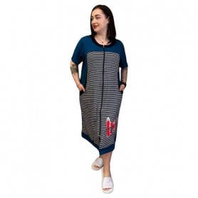 Халат женский хлопковый синий Полоска 5XL Samo 31162R (1048586)