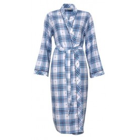 Халат жіночий Cyberjammies Stella 4620 12 M Білий у синю клітку (5051877322768) (1025595)