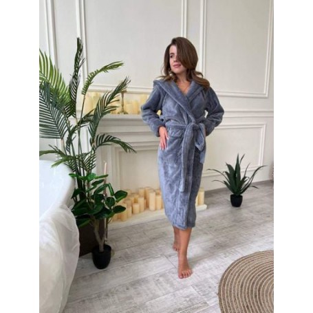 Халат женский махровый S Темно-серый (П4К-al-halat-003) (1006568)