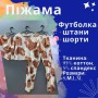 Пижама (футболка + шорты + штаны) женская L с принтом (П4К-aur-pizham-001-03) (1036079)