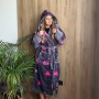 Халат женский плюшевый фиолетовый с котиками 54-58 р H26 Ananasko (982466)