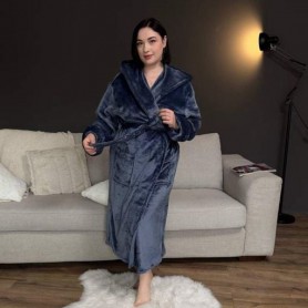 Халат унисекс плюшевый темно-синий 54-56 р H17 Ananasko (1027878)