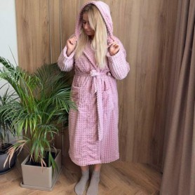 Халат женский плюшевый розовый 48-52 р H44 Ananasko (1026564)