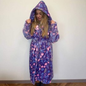 Халат женский плюшевый фиолетовый с цветами 42-46 р H36 Ananasko (995952)