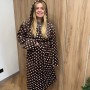 Халат женский плюшевый коричневый в горошек 58-60 р H37 Ananasko (1016460)