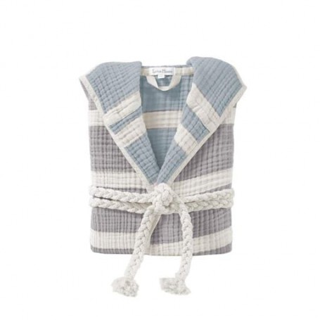 Халат Lotus Home Milana muslin beige-lead blue L/XL (1078311)