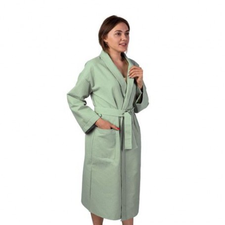 Вафельний халат Luxyart Кімоно S М'ятний (LS-7194) (1092437)