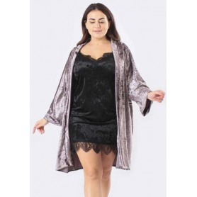 Комплект Мелісса Ghazel 17111-67 Фуксія халат/Чорний пеньюар 42 (1038925)