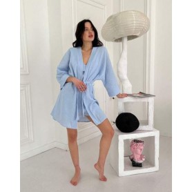 Халат из муслина Голубой размер M (988454)