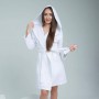 Халат вафельный женский хлопок с капюшоном Белый S (П4К-lel-vafel-001/2) (1040549)